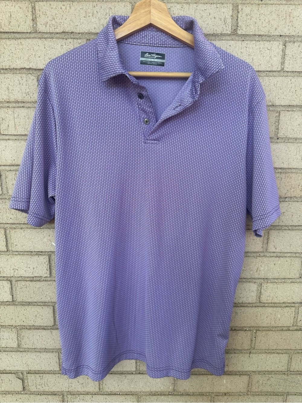 Ben Hogan Performance Golf Polo Purple Geometric Stretch Short Sleeve Large